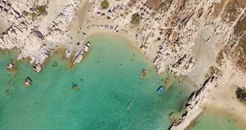 Top-Down View of Kolymbithres Beach, Paros, Greece Stock Footage 291729740