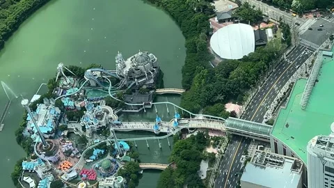 Top down view of Korea Lotte Theme Park Stock Footage 242163450