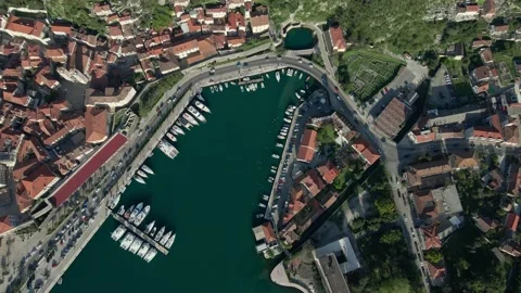 Top down view Kotor bay near the kotor city in Montenegro. Stock-Footage 232802914