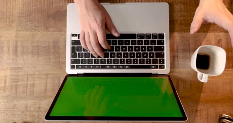 Top-down view of a laptop Stock Footage 303707779