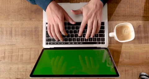 Top-down view of a laptop Stock Footage 303714849