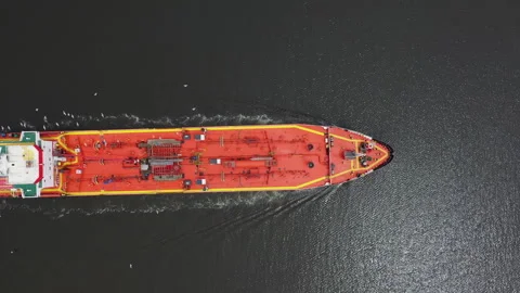 Top down view of a large cargo ship in sea. Logistics and transport 스톡 동영상 309870477
