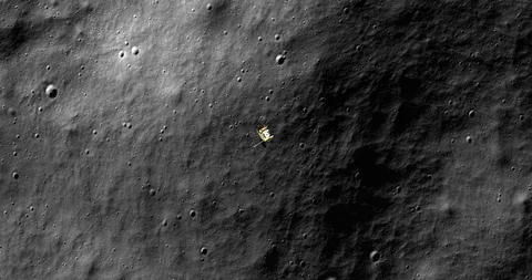 Top-down view of LRO passing over floor of Moretus Crater, south polar highlands Stock-Footage 112745244