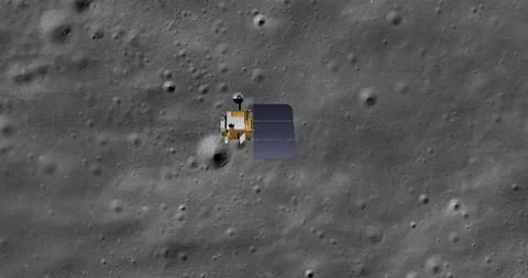 Top-down view of LRO passing over Harpalus Crater, Sinus Roris Stock Footage 112764476