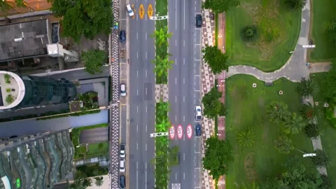 Top down view of main avenue city. Stock Footage 240792415