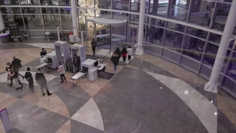Top-down view from the mall elevator on New Year's Eve Stock Footage 244635577