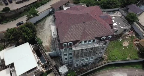 Top down view of a mansion under construction Video stock 188532851