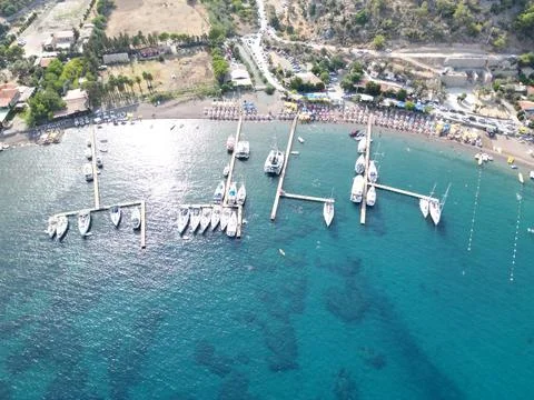 Top-Down View of a Marina Crowded with Yachts Stock Photos