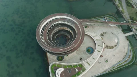 Top Down View Of Meixi Lake Observation Tower Video stock 169001909