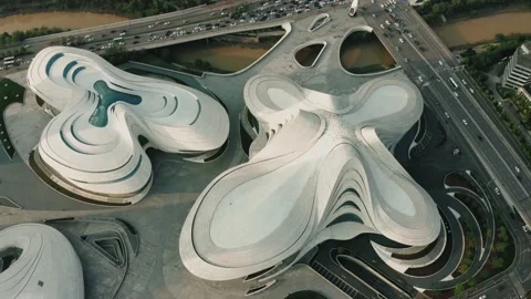 Top Down View Of Meixi Lake Grand Theater Video stock 169988694