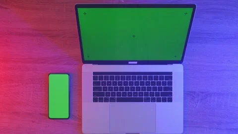 Top Down View Of Mock Up Green Screen La... | Stock Video | Pond5