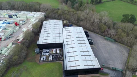 Top Down View of Modern AI Cloud Data Center Northampton UK Stock Footage 337440007