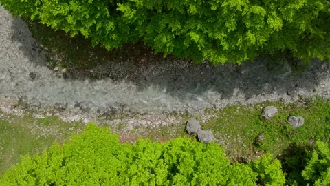 Top down view mountain creek with clean transparent water Stock Footage 250001251