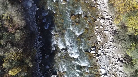 Top down view of mountain river Stock Footage 83709116