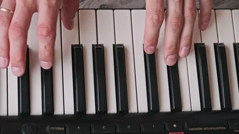 Top-Down View of Musicians Hands Playing Piano Keyboard Video stock 314134495