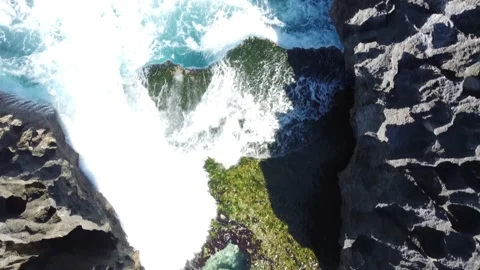 Top down view on natural pool between rocks Stock Footage 159330547