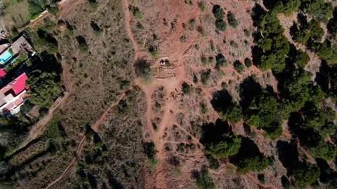 Top down view of nature on mountains during summer in north Barcelona Spain 動画素材 244705016