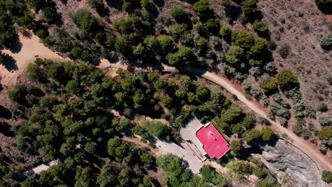 Top down view of nature on mountains during summer in north Barcelona Spain Видео 244705026