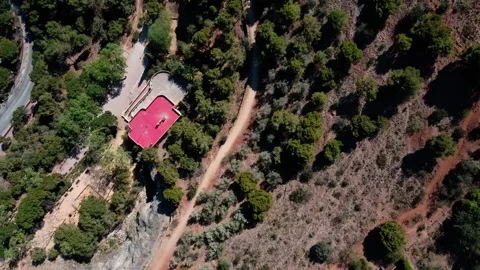 Top down view of nature on mountains during summer in north Barcelona Spain 動画素材 244705034