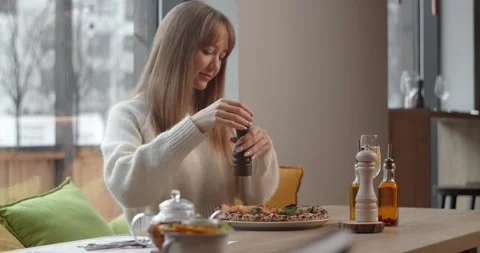 Top down view of the Neapolitan pizza cutting by the scissors Stock Footage 289076476
