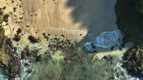Top Down View of Ocean Surf and Water Patterns Stock Footage 340124377