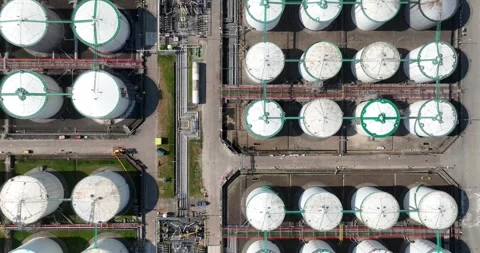 Top down view on oil terminals. 스톡 동영상 243849633