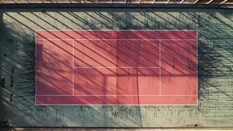 Top down view of old tennis court. Stock Footage 146140723