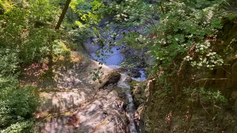 Top-down view of one of the cascading waterfalls "Seven Beauties" Video stock 316879481