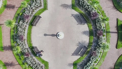 Top Down view over Italian Garden in Abbey Park from drone, Torquay, Devon, UK Stock-Footage 317094348