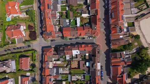 Top Down View Over Knokke | FlyLens 4K Stockbeeldmateriaal 310436981