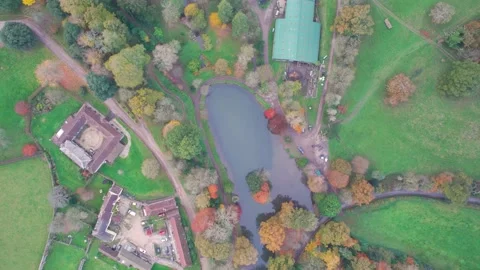 Top Down view over Park, Pond and Forest 库存影片 165624273