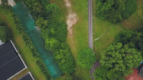 Top-down View Of A Park With Old Houses In The Vicinity Stock Footage 108684277