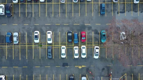 Top-down View of Parking Lot Near Marmara Sea in Istanbul, 4k Stock Footage 314306871