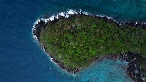 Top down view on peninsula and beatiful blue water Stock Footage 158097896