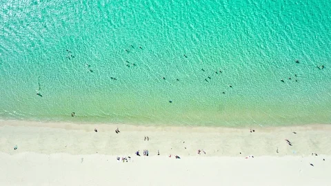 Top down view of people on a beach Stock Footage 109088666