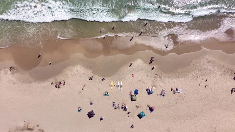 Top down view of people at the beach Stock Footage 293412715
