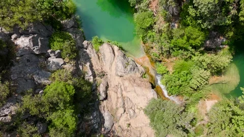 Top Down View of Polylimnio Natural Pools Stock-Footage 334900076