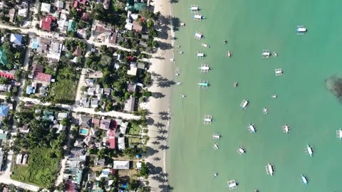 Top Down view of Port Barton Beach, Palawan Philippines Stock Footage 263130426