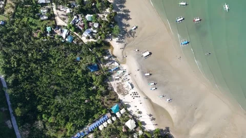 Top Down view of Port Barton Beach, Palawan Philippines Stock Footage 263155869