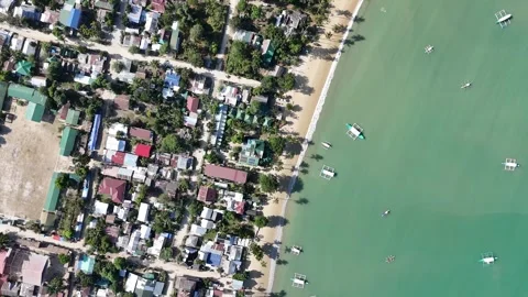 Top Down view of Port Barton Beach, Palawan Philippines Stock Footage 263157866