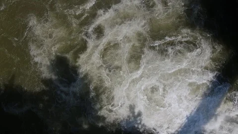 Top down view of the powerful waterfall in the mountains Stock Footage 114180242