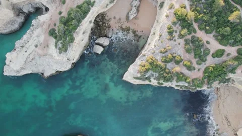 Top down view of Praia da Albandeira. Stock Footage 240500743