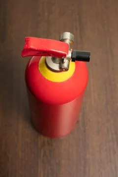 Top down view on a red fire extinguisher Stock Photos