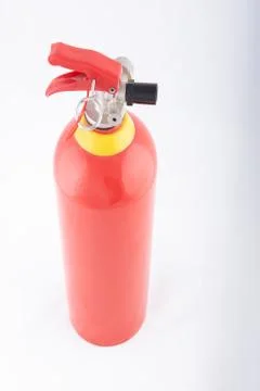 Top down view on a red fire extinguisher Stock Photos