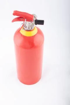 Top down view on a red fire extinguisher Stock Photos
