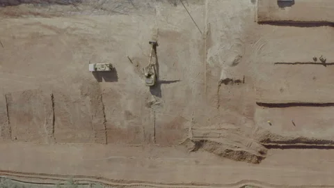 Top-Down View of Red-Soil Excavation on Future Housing Site 4K HDR Stock Footage 310480052