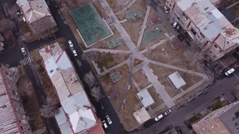 Top down view of a renovated public park in Yerevan, Armenia 動画素材 325037203
