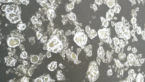 Top-down view of river covered with pancake ice. Scenic winter landscape. 스톡 동영상 319678734