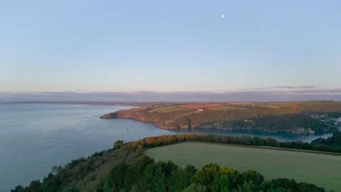Top Down View of River Dart and Fields over Kingswear and Dartmouth, Devon 動画素材 162049929