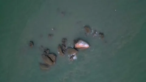 Top down view of rocks by the beach Stock Footage 235971020